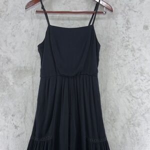 June & Hudson Flowy Wide Leg Black Gauzy Lace Jumpsuit Size M
